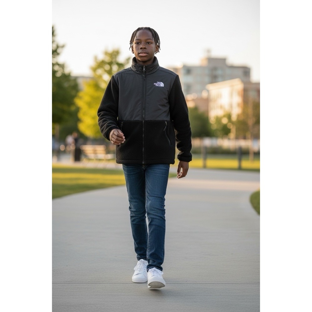 The North Face Youth Black Full Zip Fleece Jacket Boys Size Small 7/
